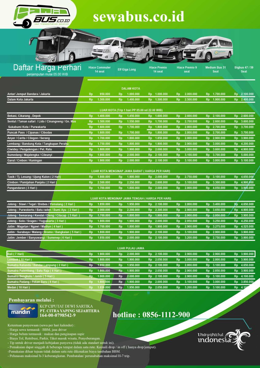 HARGA SEWA BUS PARIWISATA JAKARTA